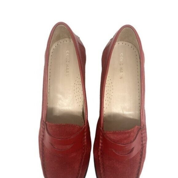 Cole Haan Classic Deep Red Suede/Leather Penny Loafer Size 7.5 - Picture 4 of 8